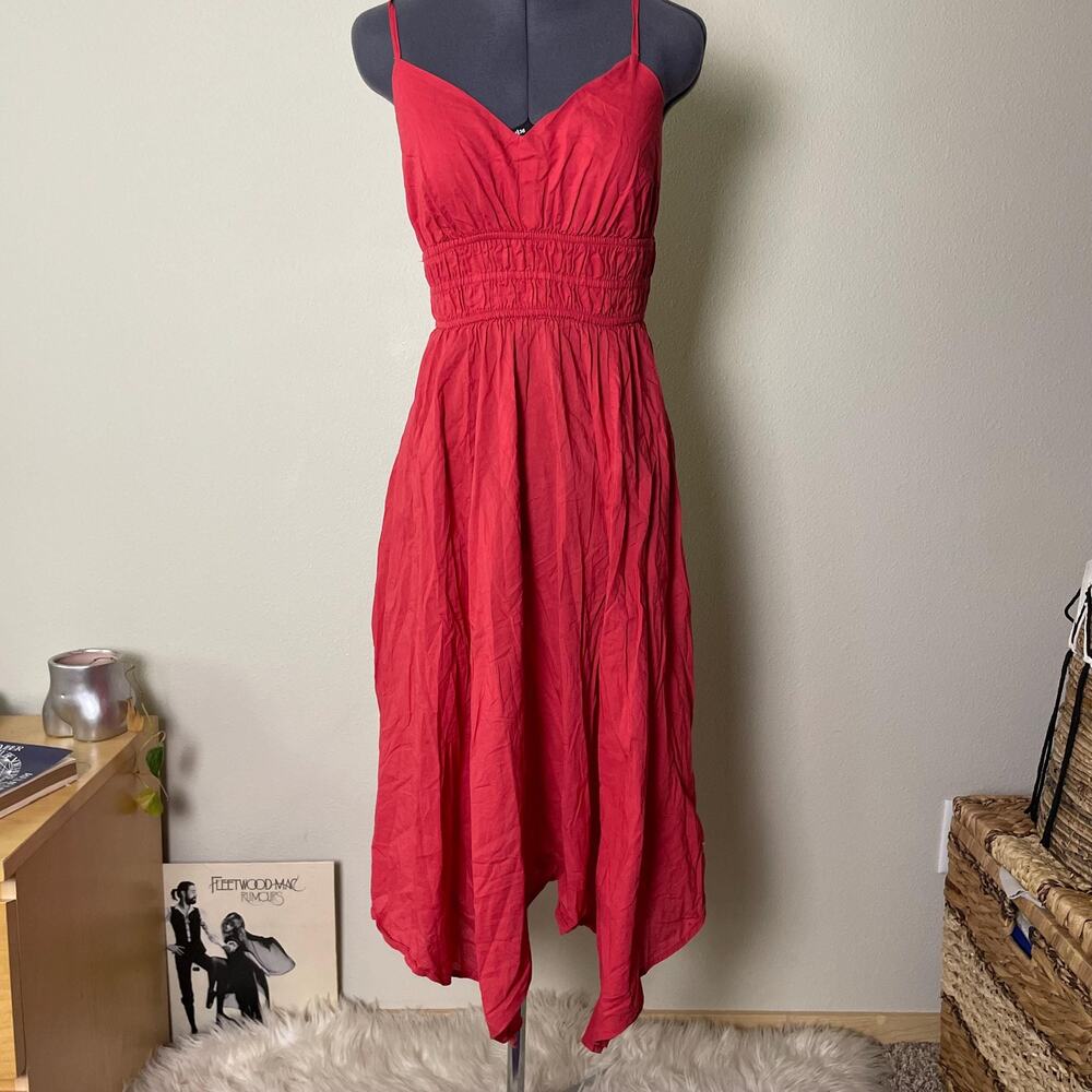 Y2K vintage 2000s red cotton asymmetrical midi dress fairy whimsy | size S/M